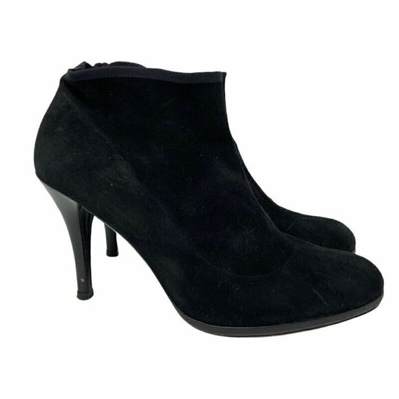 Stuart Weitzman Gabby Ankle Booties Black Leather 8.5 - Picture 1 of 8